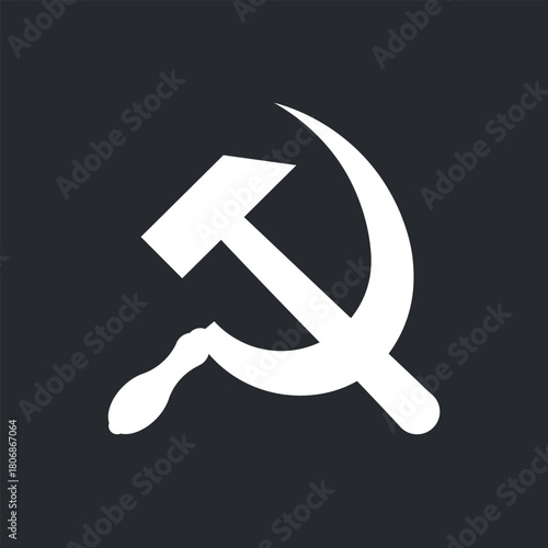 Soviet Hammer and Sickle white emblem. USSR flag element