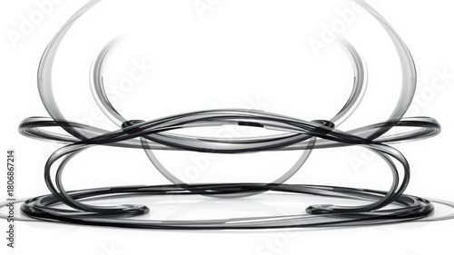Abstract Black and White Design with Curving Lines and Shapes.