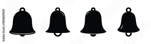 Notification bell icon set, digital alert and reminder symbol