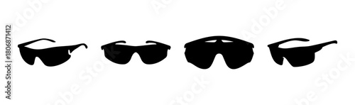 Sport sunglasses set: multiple eyewear silhouettes isolated