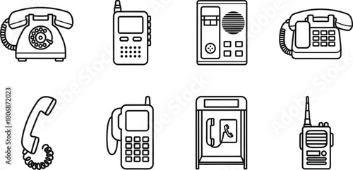Vector art of different telephone icons set