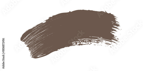 Brown paint brush stroke textured smear on white background with visible bristles and uneven edges vector