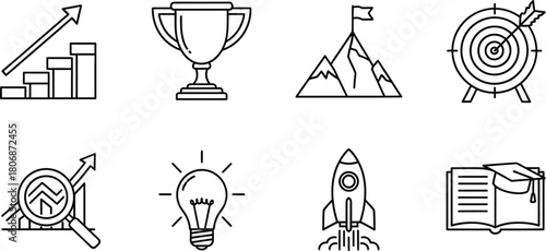 Vector art of business success icons set
