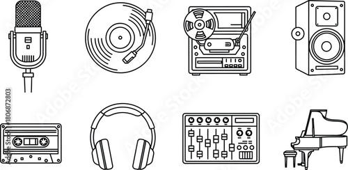 Vector art of music icons set
