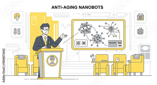 Future biotechnology presentation: anti-aging nanobots showcase at scientific conference
