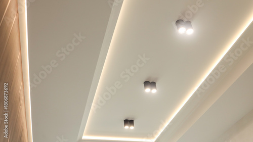 Cuadro en lienzo modern ceiling design with recessed lighting and decorative wooden paneling