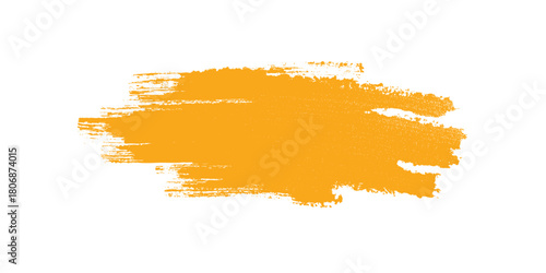 Textured orange paint brush stroke with rough edges and speckled detail on a white background vector