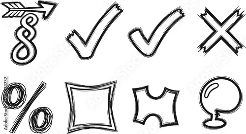 Hand drawn scribble icons isolated on white background for web design and mobile app use