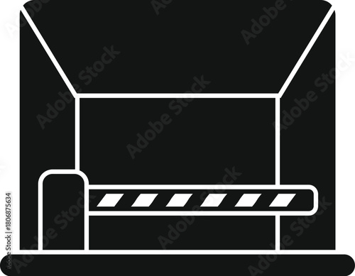 Automatic barrier gate closing a parking lot entrance with a closed roof