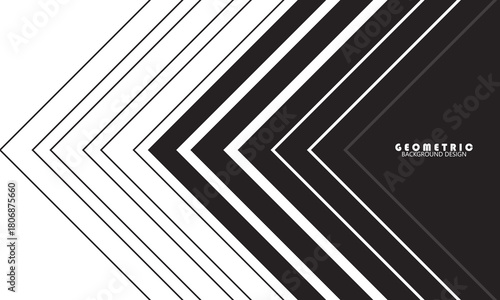 Minimal Black and White Background with Arrow Pointing Right. Striped Transition from Black to White Abstract Strict Lines. Simple Pattern.