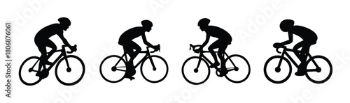 Road cycling athlete silhouettes depicting active motion
