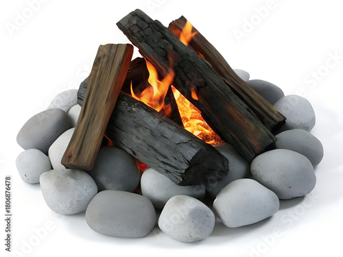 Decorative Artificial Campfire with Realistic Flames and Stones
