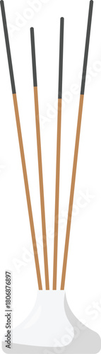 Incense Sticks Flat Illustration. Clean Icon Design Element on Isolated White Background