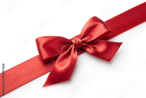 Red Satin Ribbon Bow for Gift Wrapping and Decoration
