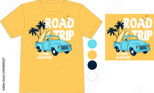 Retro Summer Surf Wear Graphic T-shirt Design