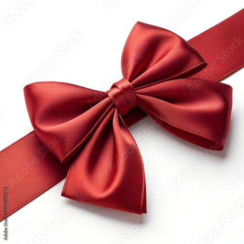 Elegant Red Satin Gift Bow on Ribbon – Luxury Wrapping Decoration

