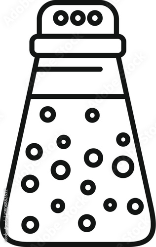 Pepper shaker with peppercorns inside, simple black and white line art icon for apps and websites