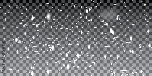 Falling down real snowflakes, heavy snow, snowstorm weather, shot on black background, matte, wide angle, isolated, perfect for digital composition, post-production