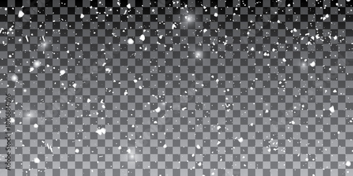 Stardust. falling  snow particle , snow storm flying. Freeze shot on transparent background isolated overlay. 