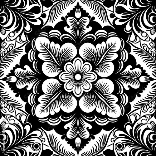 Ornement décoratif Motif floral abstrait Etoile Fleur de style Papier Peint Tapisserie Vecteur