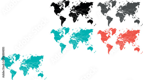 Illustration of a Colored map of world