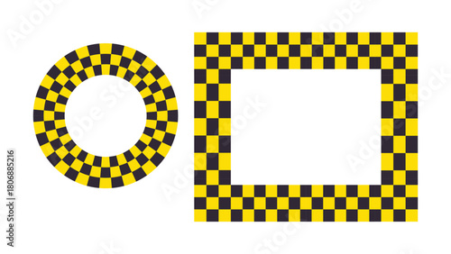 Taxi sign vector illustration with yellow design elements and flag-inspired symbols in a simple, clear style