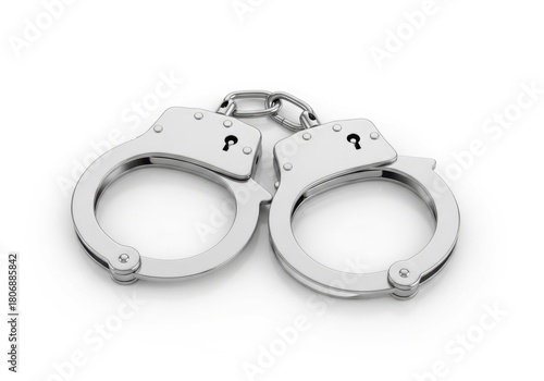 Silver metal handcuffs isolated on white background