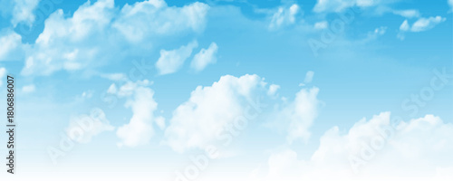 Beautiful sky in summer. Bottom-up view of white clouds in the blue sky. Sky texture, pattern and background for your designs. Stretch ceiling decoration skies model. 