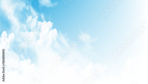 Clear blue sky with white cloud background. Beautiful sky in summer. Bottom-up view of white clouds in the blue sky. 