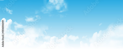 Clear blue sky with white cloud background. An image of a nice blue sky with clouds