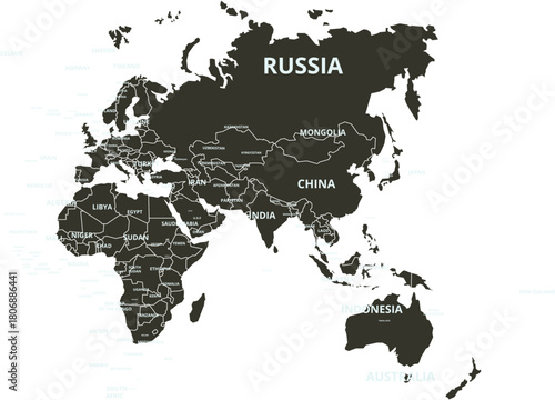 Political blank World Map vector illustration isolated on white background. Editable and clearly labeled layers.