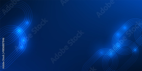 Abstract Technology Background, Overlapping Circular Lines, Digital Network Connection, Futuristic Tech Concept, Vector Illustration