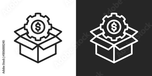 Product Icon In Line Version On Black And White Background