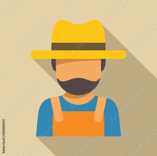 Portrait of a farmer wearing a straw hat and dungarees, representing agriculture and farming
