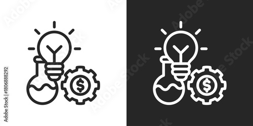 Experiment Icon In Line Version On Black And White Background