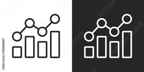 Statistics Icon In Line Version On Black And White Background