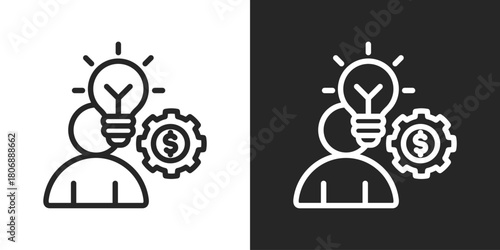 Potential Icon In Line Version On Black And White Background