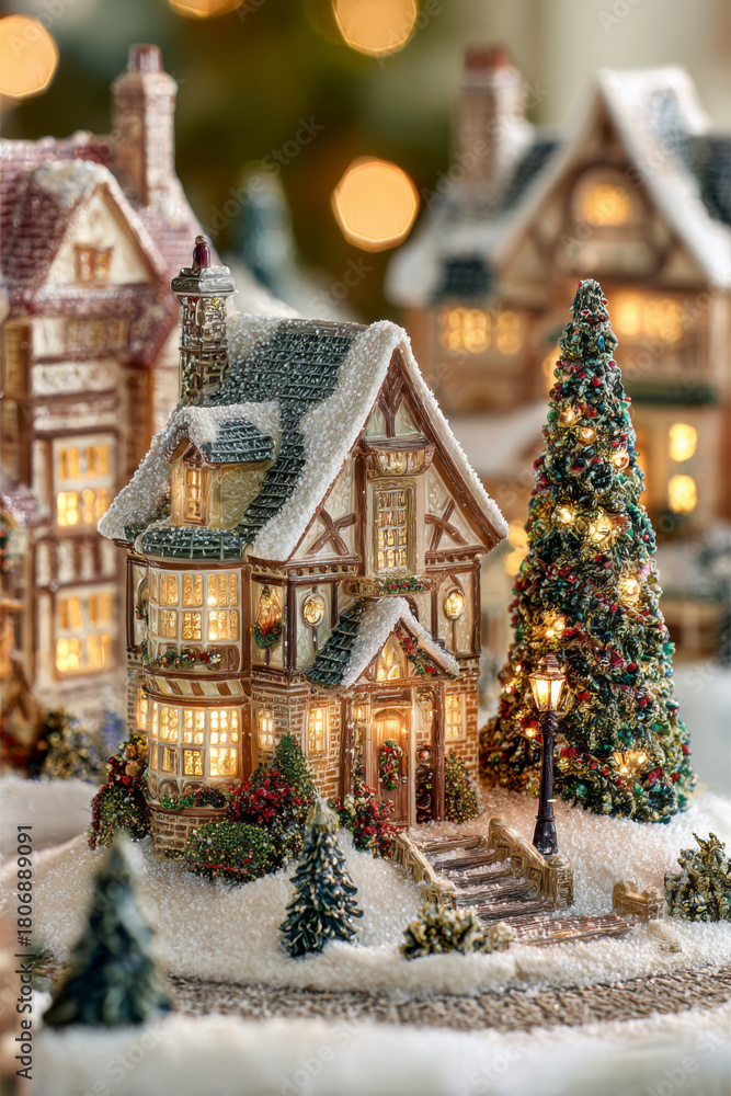 Fototapeta premium A miniature house, a perfect winter holiday decoration and a great gift.