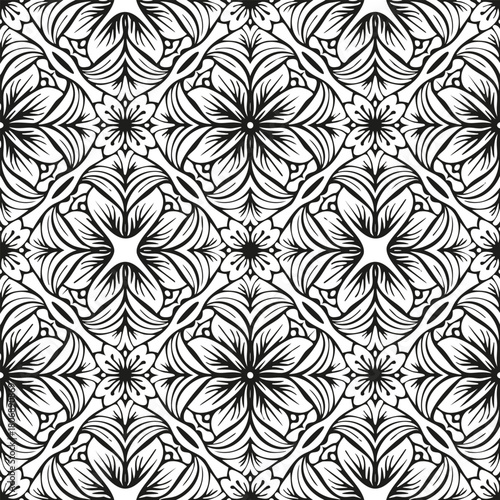 Ornement décoratif Motif floral abstrait Etoile Fleur de style Papier Peint Tapisserie Vecteur