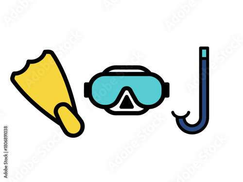 Scuba Diving Gear Icon Set