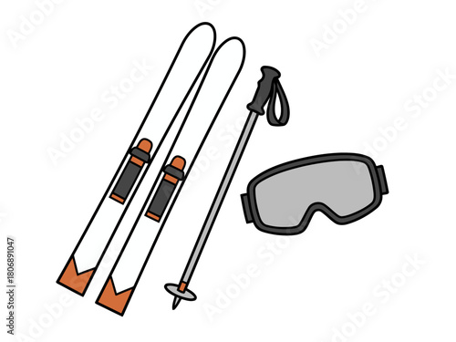 Skiing Equipment Illustration