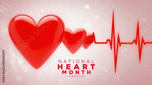 National Heart month. Prevent Heart Disease Through Lifestyle. heart animation video.