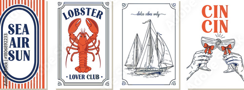 Coastal Vibes Seafood, Sailing, and Celebrations - Nautical Themed Card Designs