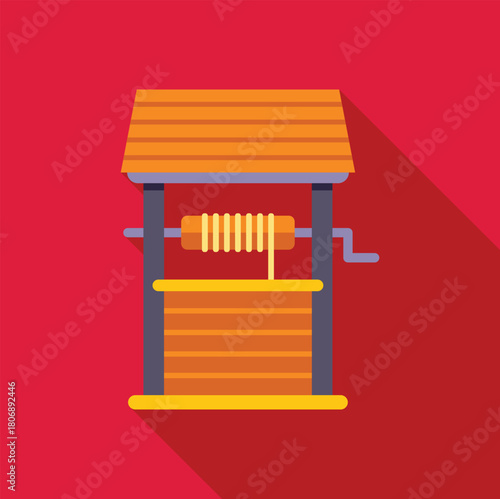Water well with wooden structure, crank and rope, representing access to groundwater resources