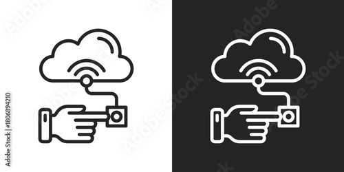 Controls Icon In Line Version On Black And White Background