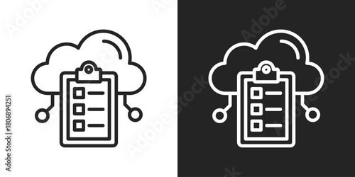 Auditing Icon In Line Version On Black And White Background