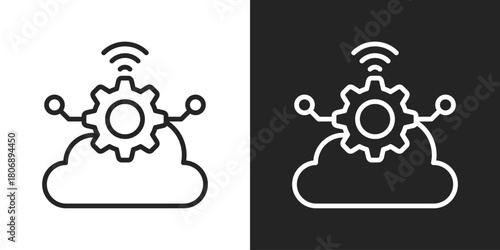 Automation Icon In Line Version On Black And White Background