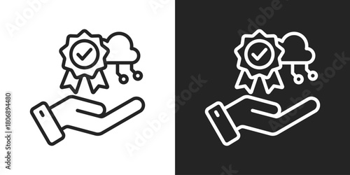 Standards Icon In Line Version On Black And White Background