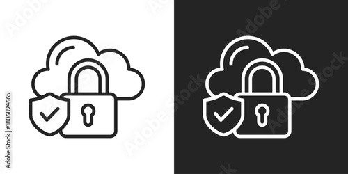 Confidentiality Icon In Line Version On Black And White Background