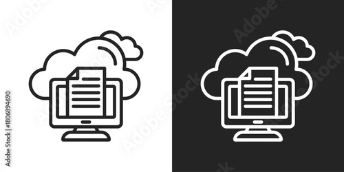 Logging Icon In Line Version On Black And White Background